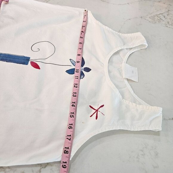 Vintage 80's Alegre Tank Top White Size Medium Hand Painted Flower Red Blue - Picture 7 of 8